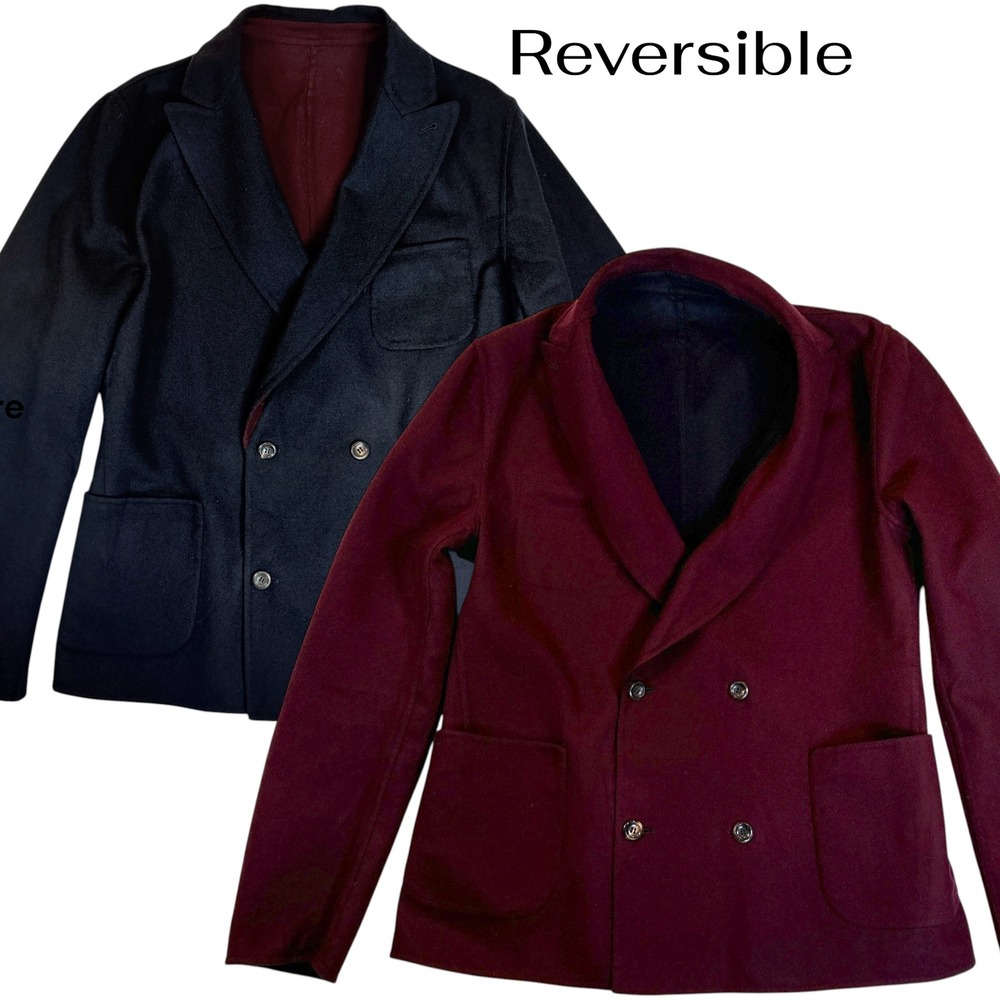 Robert Graham Reversible Double-Breasted Blazer Wool Cashmere Italy $1098